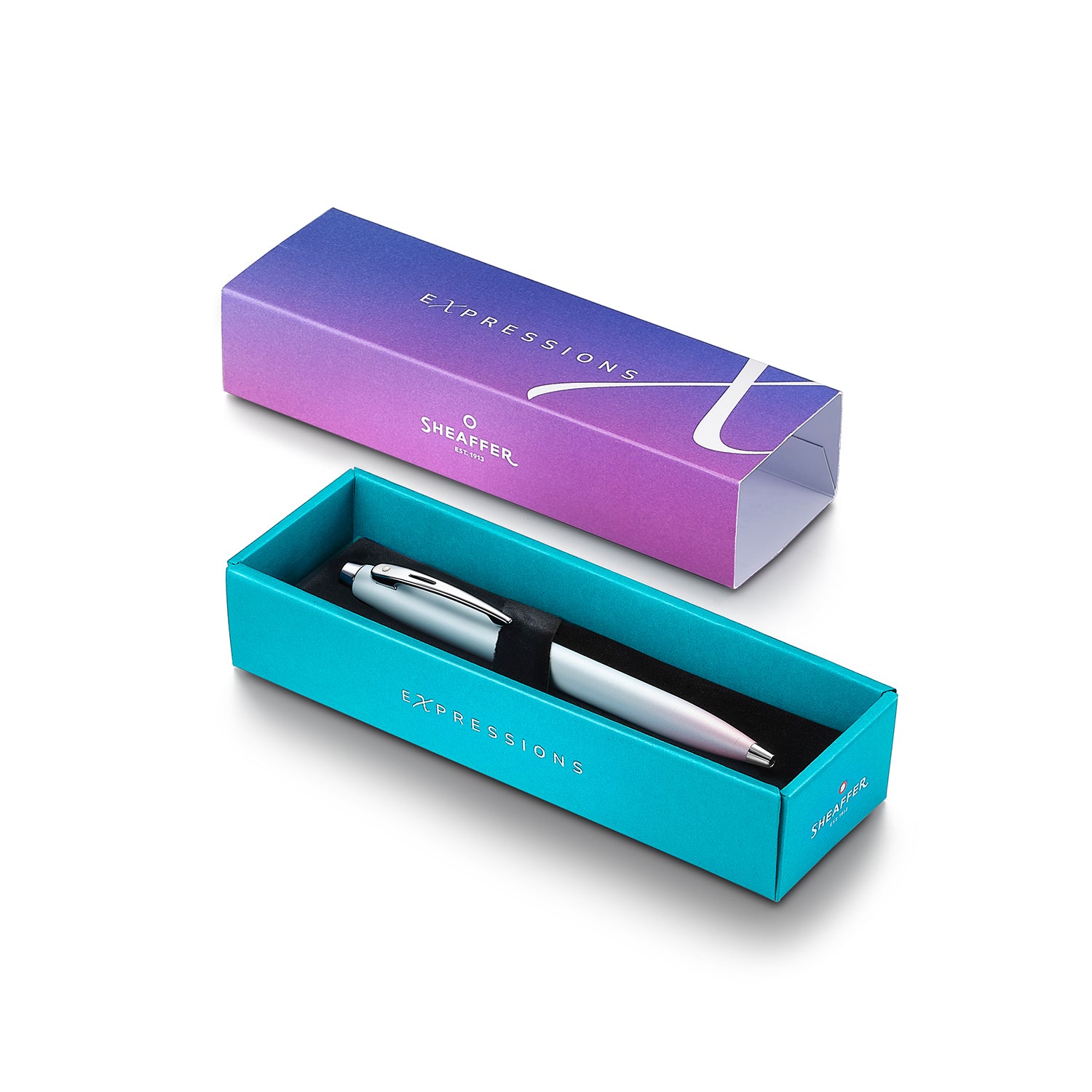 Sheaffer 100 9376 Expressions Blue and Pink Pearlised Gradient Ballpoint Pen with Chrome-plated Trims