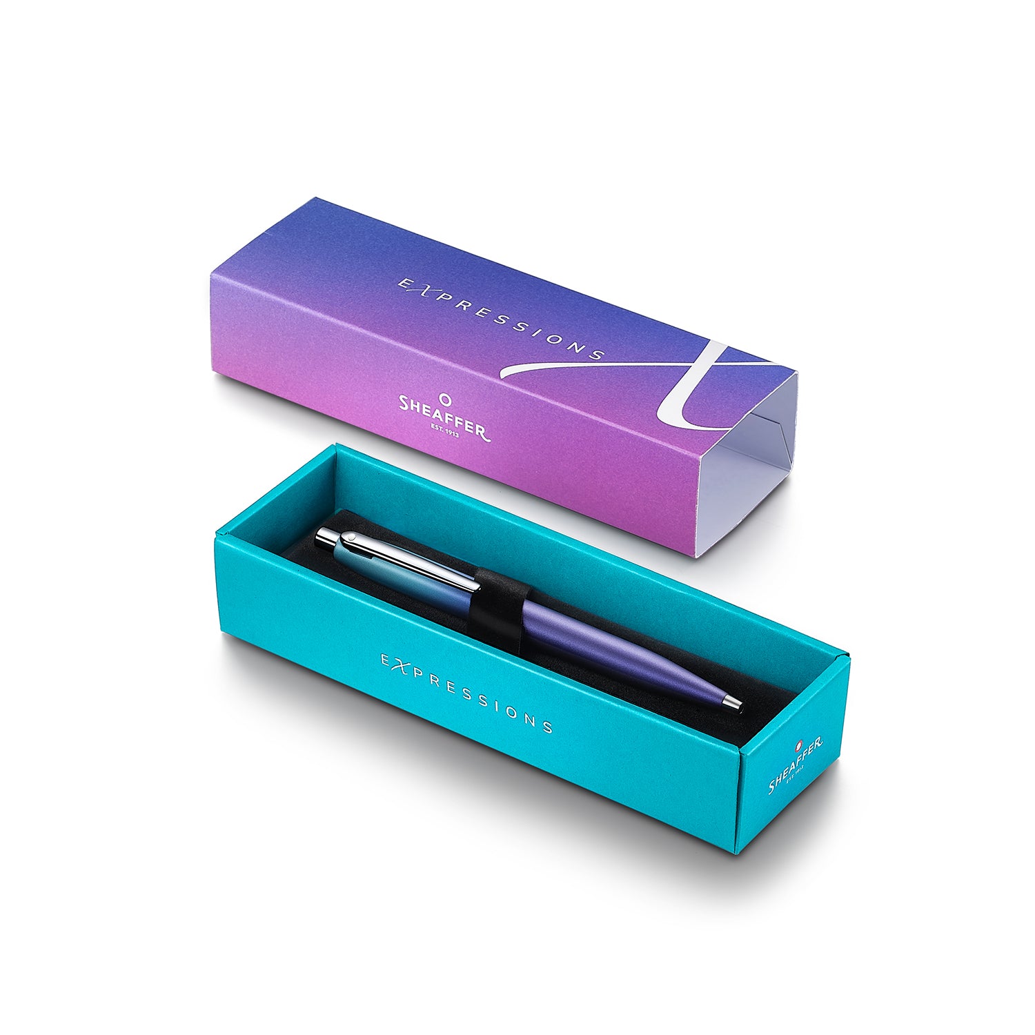 Sheaffer VFM 9430 Expressions Blue and Purple Pearlised Gradient Ballpoint Pen with Chrome-Plated Trims