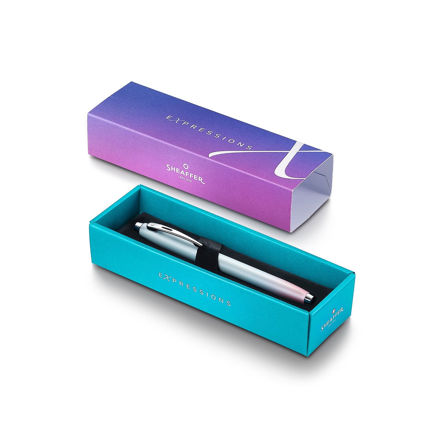 Sheaffer 100 9376 Expressions Blue and Pink Pearlised Gradient Rollerball Pen with Chrome-plated Trims