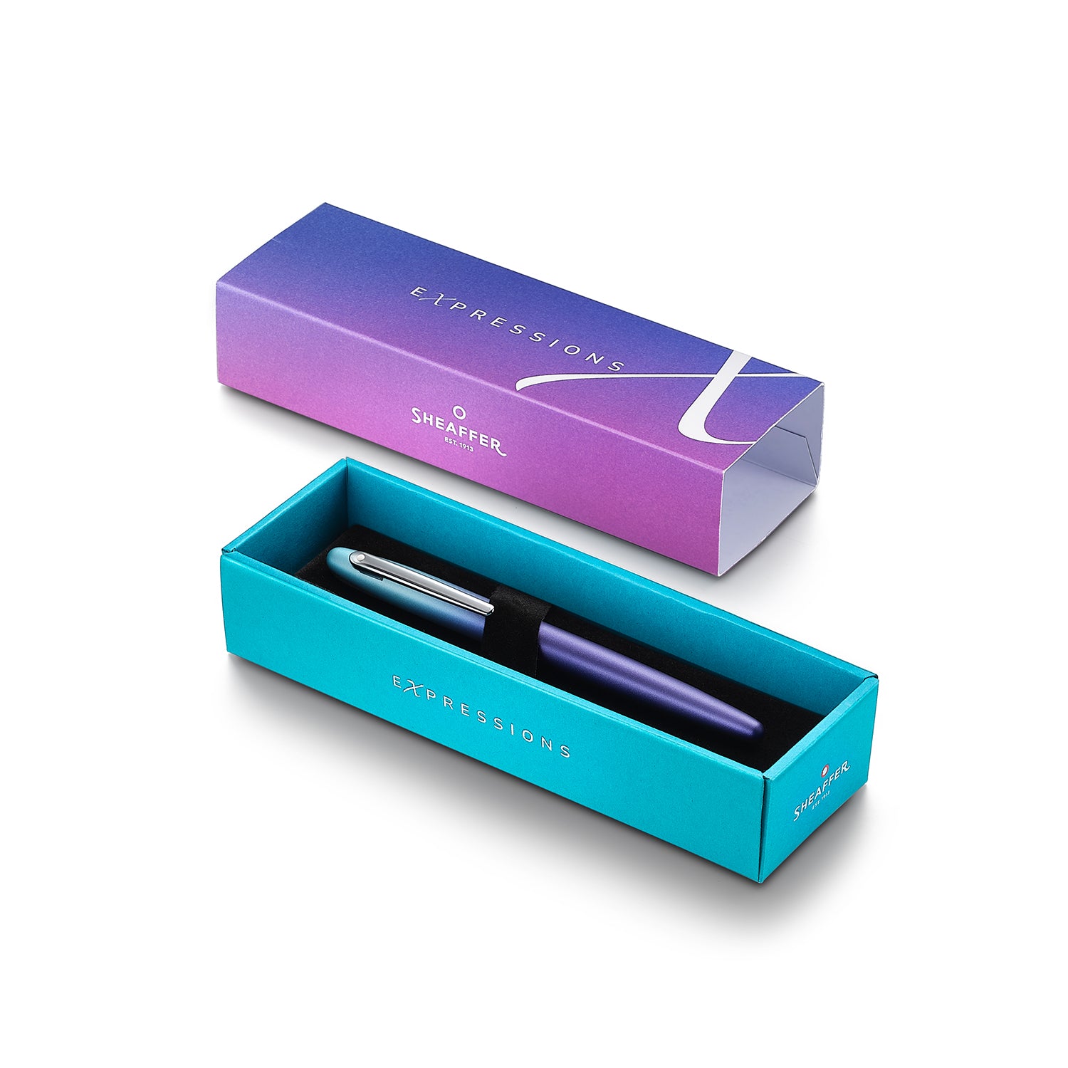 Sheaffer VFM 9430 Expressions Blue and Purple Pearlised Gradient Fountain Pen with Chrome-Plated Trims
