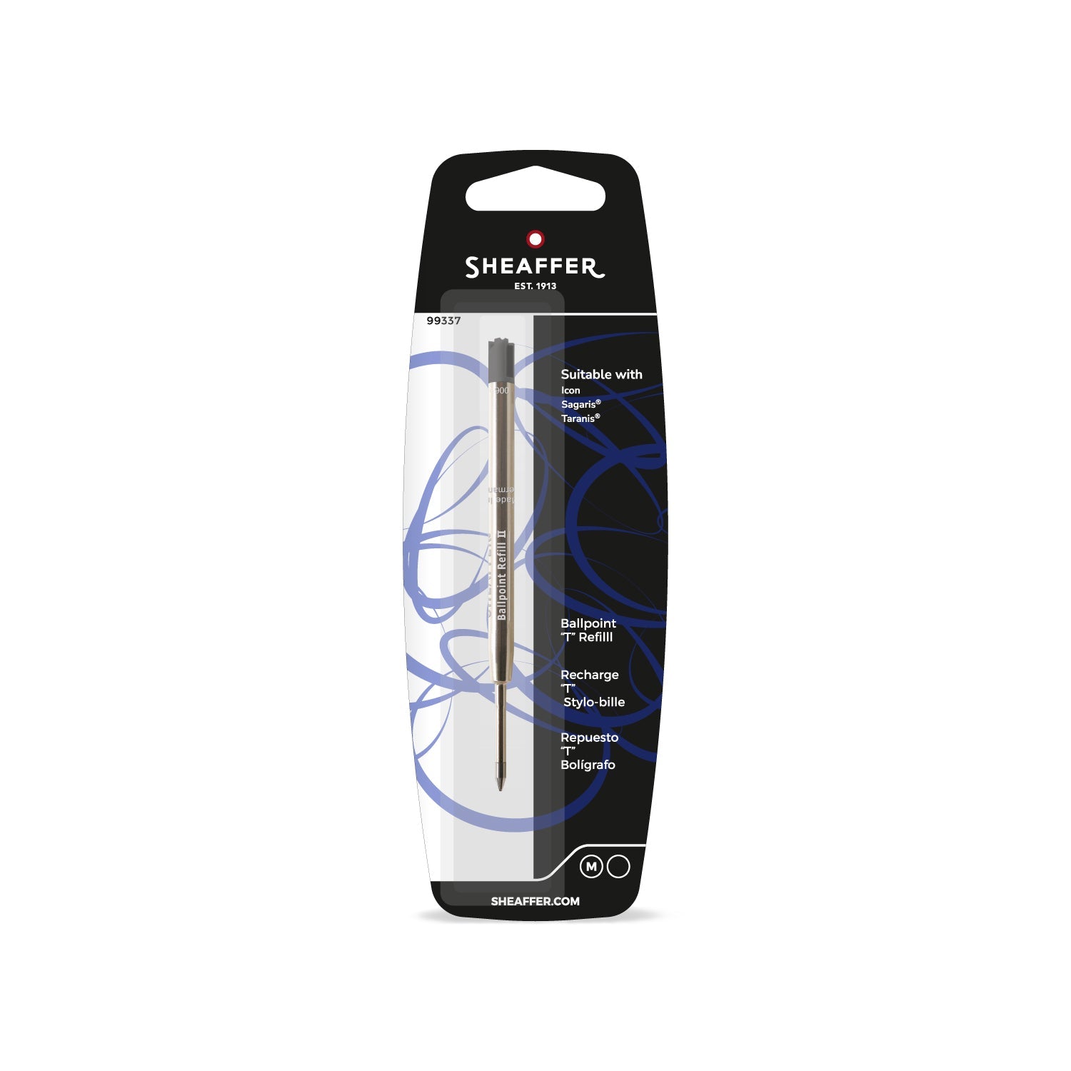 Sheaffer Ballpoint Refill "T" Style - Black Medium Blister Card
(fits Sagaris, Taranis & Stylus)