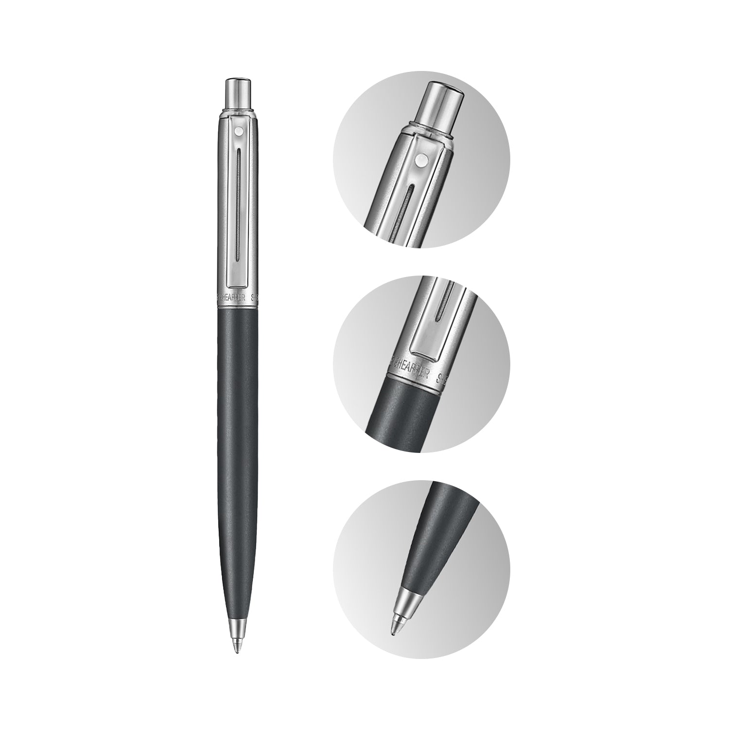 Sheaffer Sentinel Metal 331 Matte Black Barrel and Brished Chrome Cap Ballpoint Pen with Chrome Trims