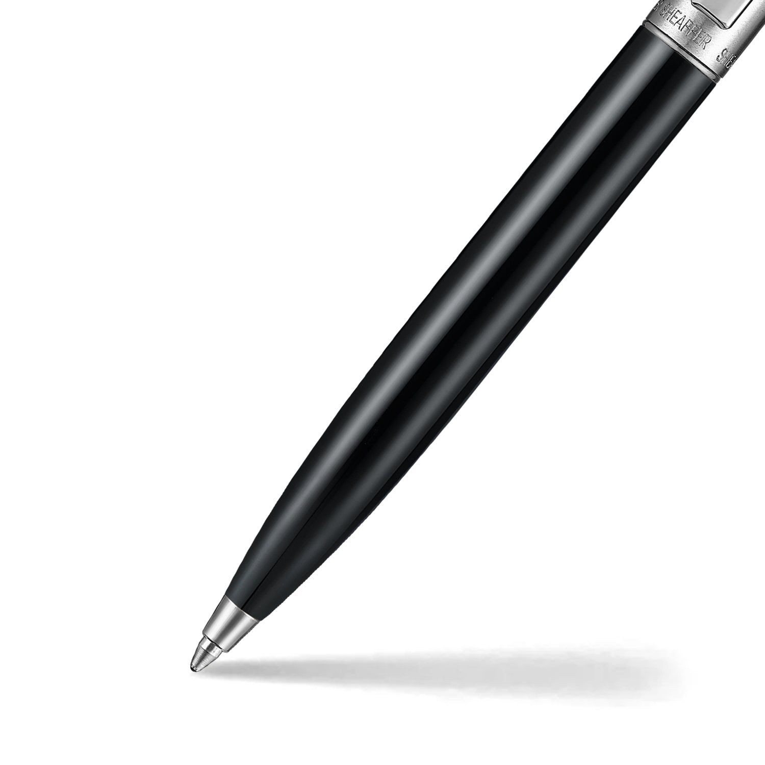 Sheaffer Sentinel Metal 332 Glossy Black Barrel and Brushed Chrome Ballpoint Pen with Chrome Trims