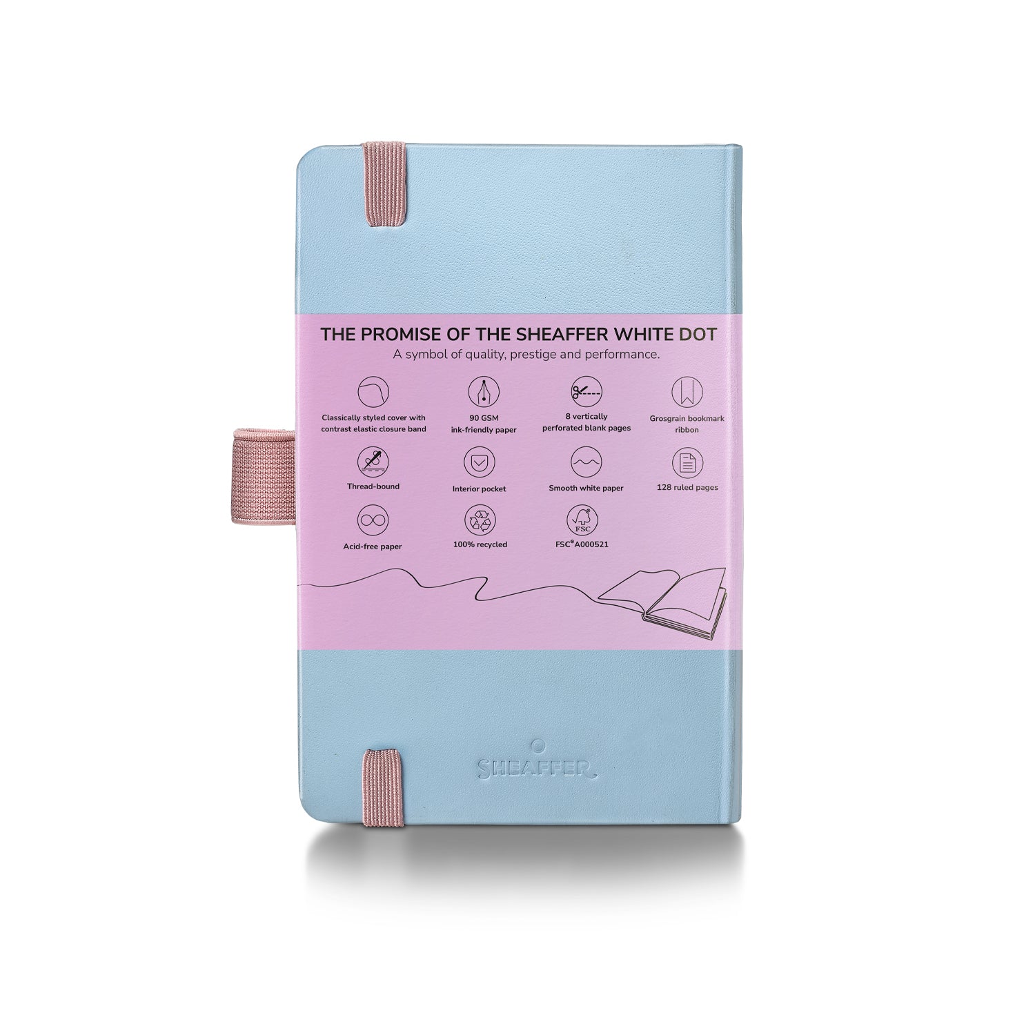 Sheaffer Gift Set ft. Expressions 100 9376 Blue and Pink Pearlised Gradient Ballpoint Pen with Chrome-plated Trims and Small Notebook