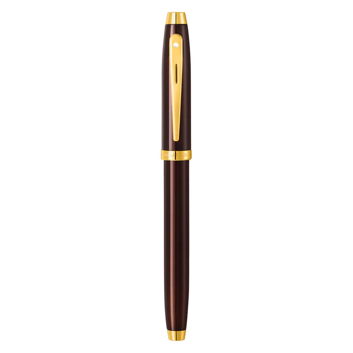 Sheaffer® 100 9370 Glossy Coffee Brown Fountain Pen With PVD Gold-Tone Trim - Medium