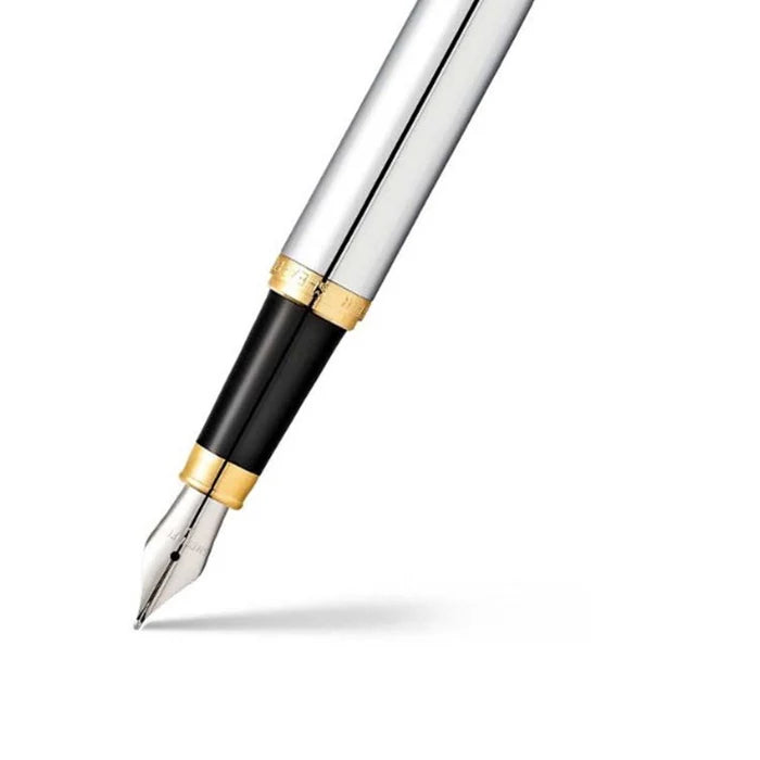 Sheaffer VFM Polished Chrome with Gold Trims Fountain Pen - Medium