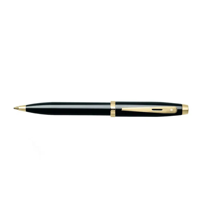 Sheaffer 100 Glossy Black Ballpoint Pen With Gold Trims