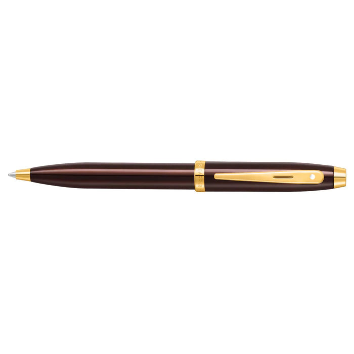 Sheaffer® 100 9370 Glossy Coffee Brown Ballpoint Pen With PVD Gold-Tone Trim