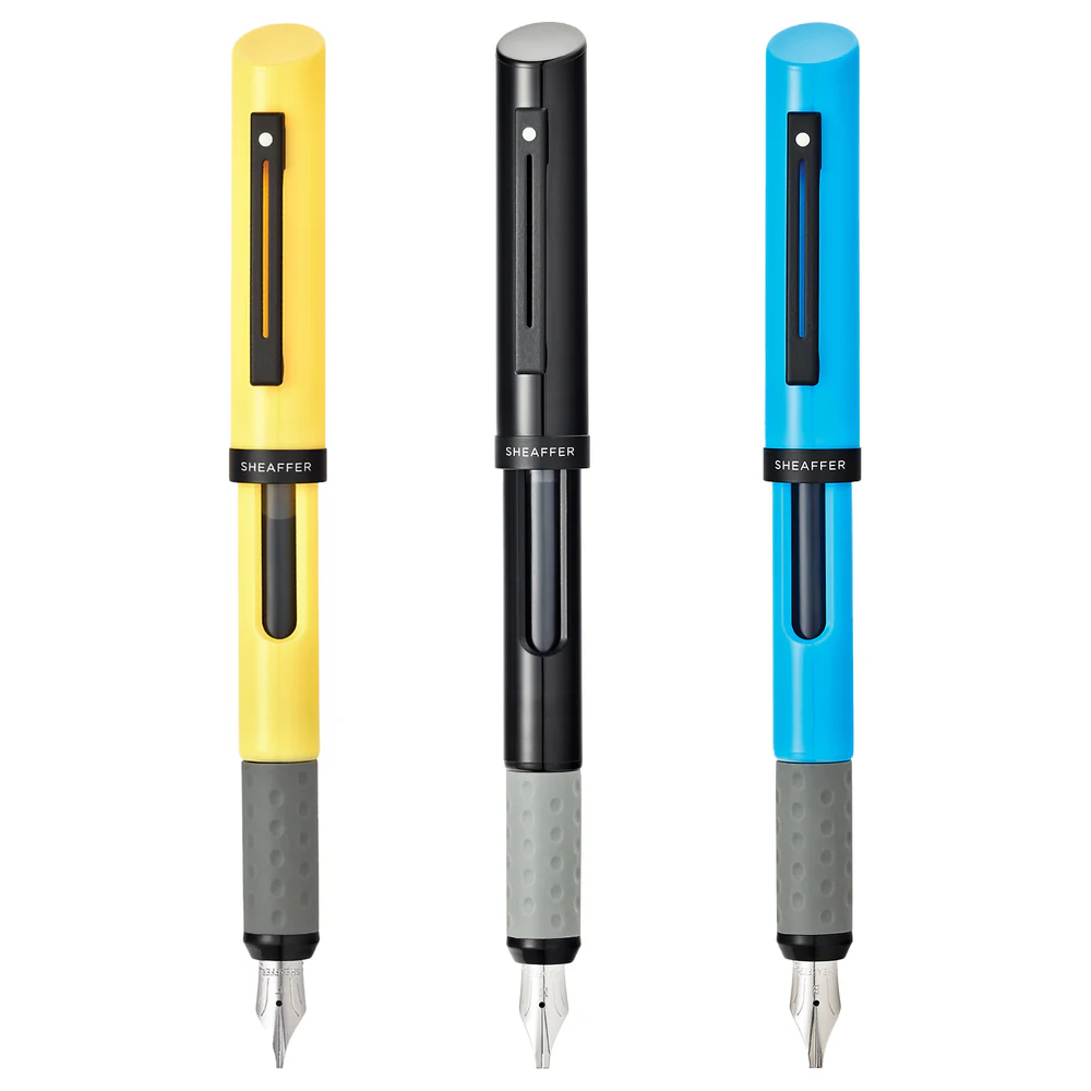 Sheaffer® Calligraphy Glossy Black, Blue and Yellow Fountain pens Maxikit in Hangsell - F, M, B nibs