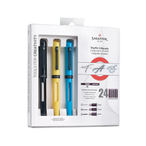 Sheaffer® Calligraphy Glossy Black, Blue and Yellow Fountain pens Maxikit in Hangsell - F, M, B nibs