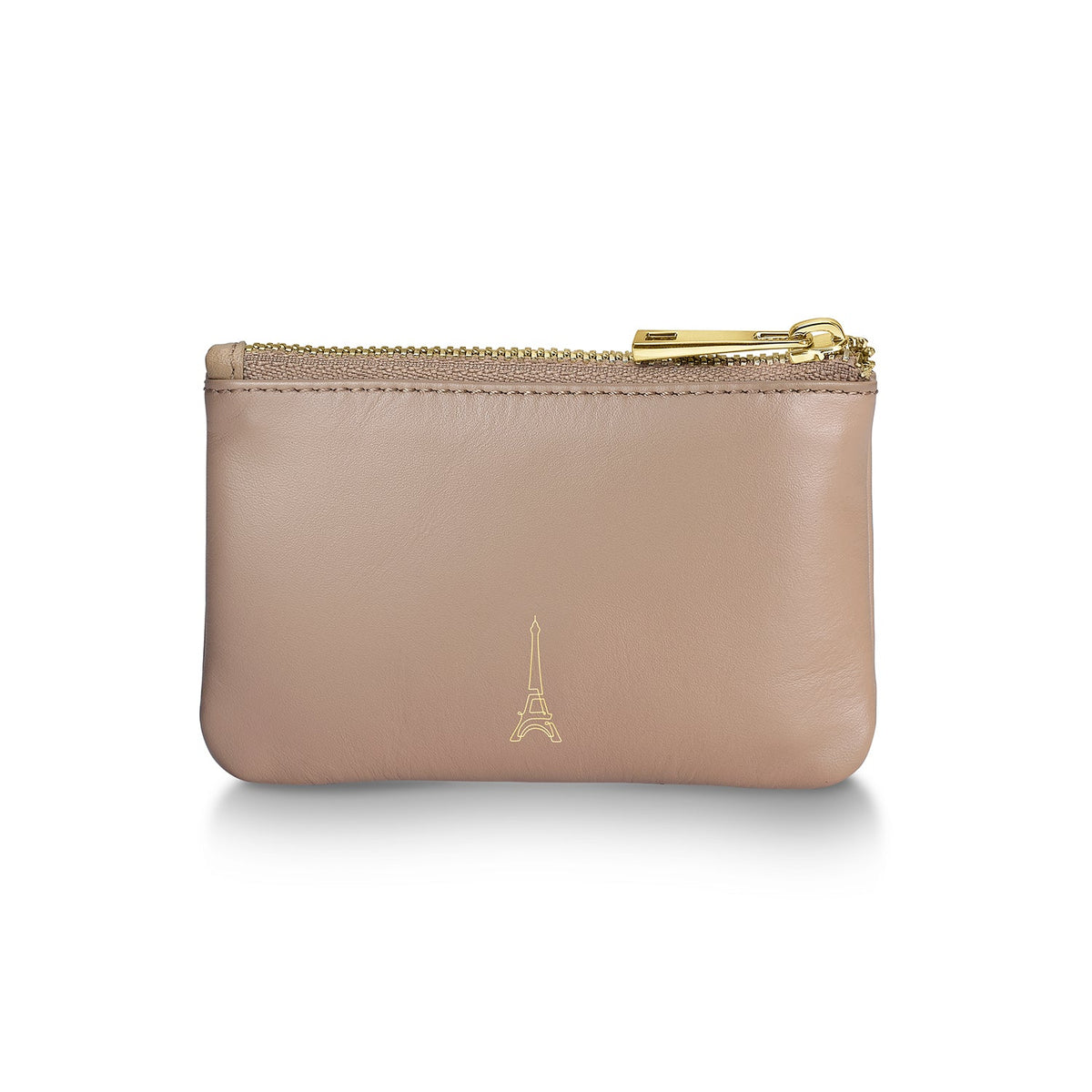 Sheaffer Emily in Paris Full-Grain Leather Zipped Key Fob Pouch with Bow-Shaped Emblem - Taupe