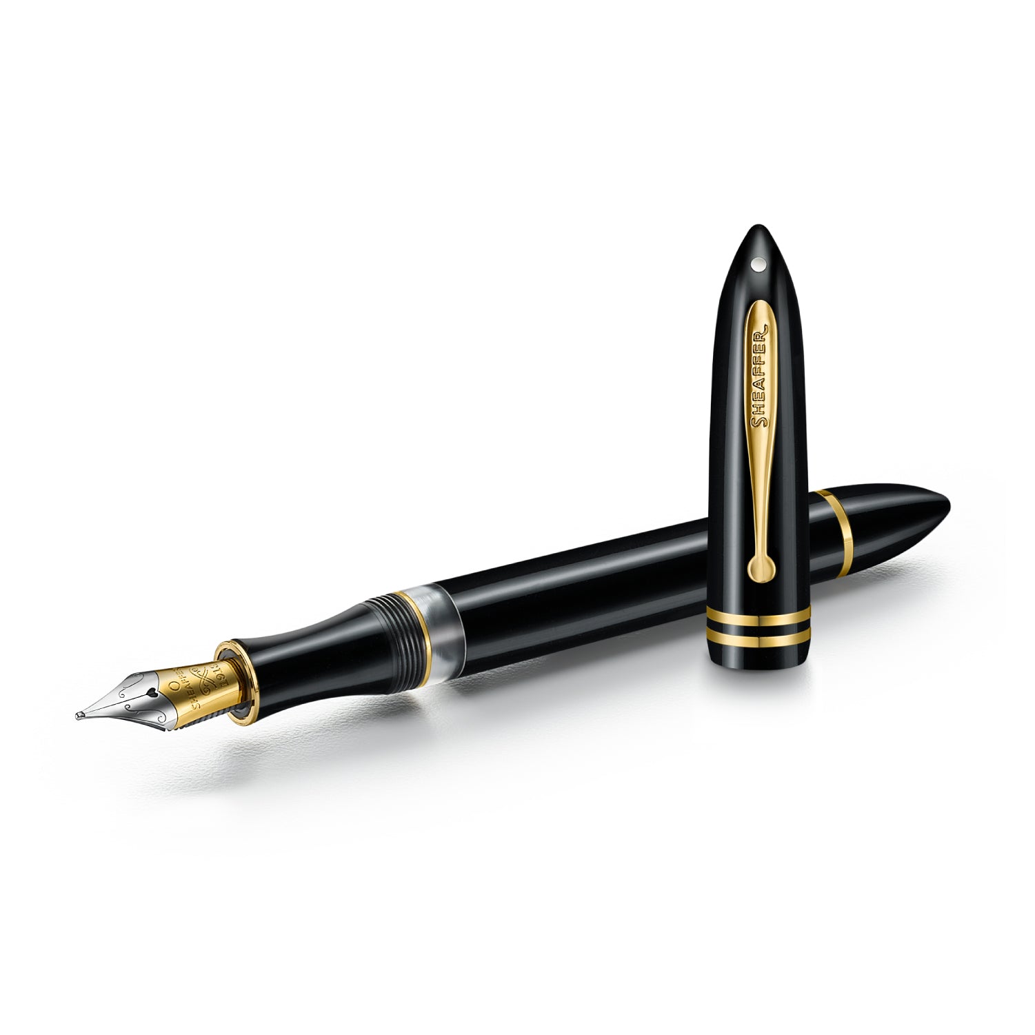 Sheaffer Balance III E893 Glossy Black and Gold Trims Fountain Pen