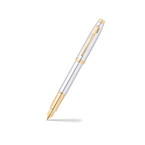 Sheaffer 100 Chrome with Gold Trims Fountain Pen - Medium