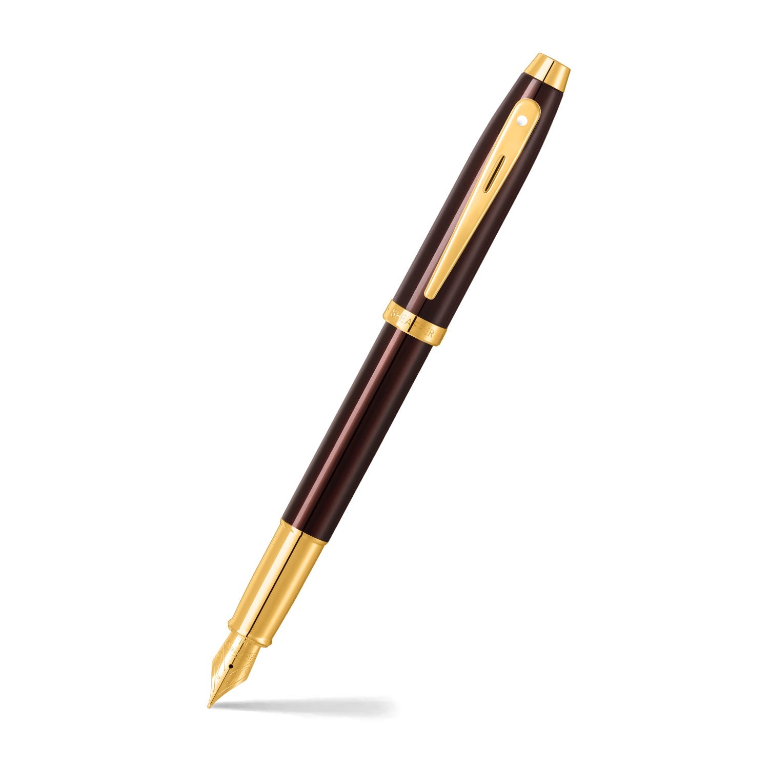 Sheaffer® 100 9370 Glossy Coffee Brown Fountain Pen With PVD Gold-Tone Trim - Medium