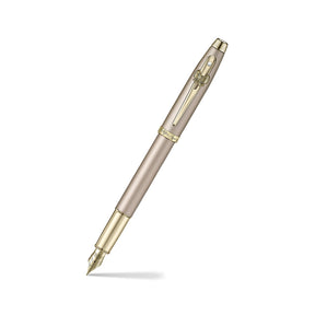 Sheaffer 100 Emily in Paris 9377 Champagne Gold Fountain Pen with Champagne Gold Trims and Bow-Shaped Clip Emblem (Medium)