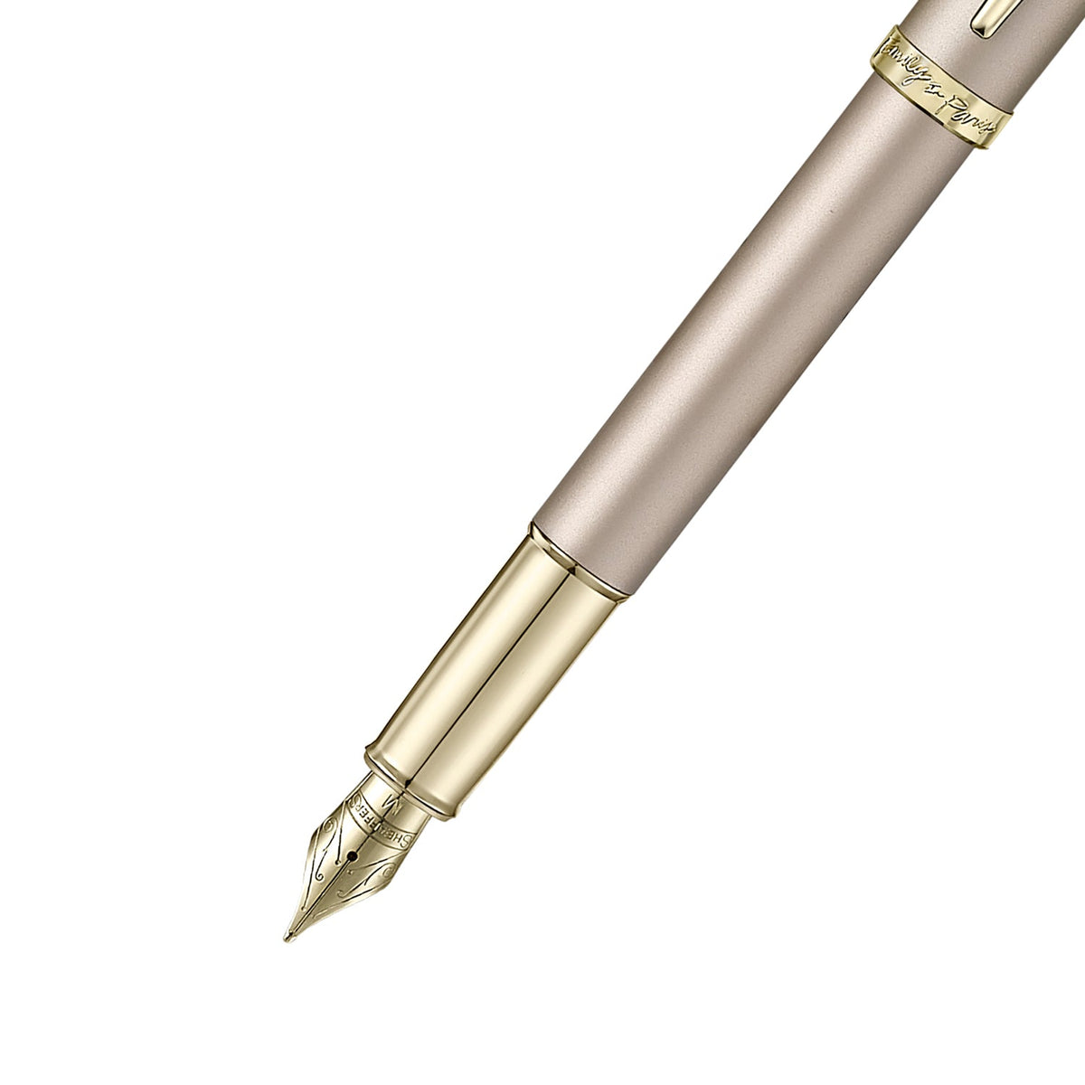 Sheaffer 100 Emily in Paris 9377 Champagne Gold Fountain Pen with Champagne Gold Trims and Bow-Shaped Clip Emblem (Medium)