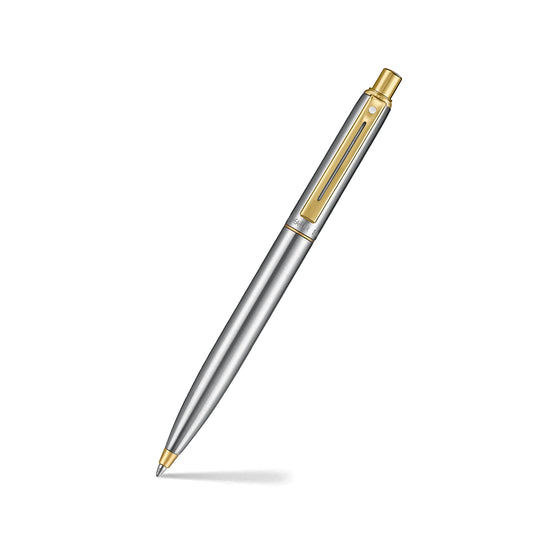 Sheaffer Sentinel Metal 333 Brushed Chrome Ballpoint Pen with Gold Trims