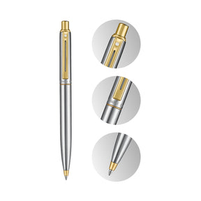 Sheaffer Sentinel Metal 333 Brushed Chrome Ballpoint Pen with Gold Trims