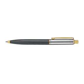 Sheaffer Sentinel Metal 334 Matte Black Barrel and Brushed Chrome Cap Ballpoint Pen with Gold Trims