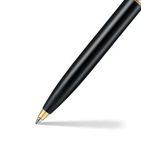 Sheaffer Sentinel Metal 335 Glossy Black Barrel and Brushed Chrome Ballpoint Pen with Gold Trims