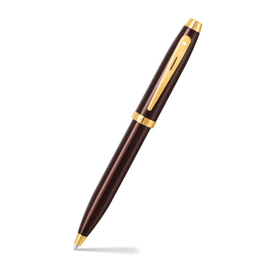 Sheaffer® 100 9370 Glossy Coffee Brown Ballpoint Pen With PVD Gold-Tone Trim