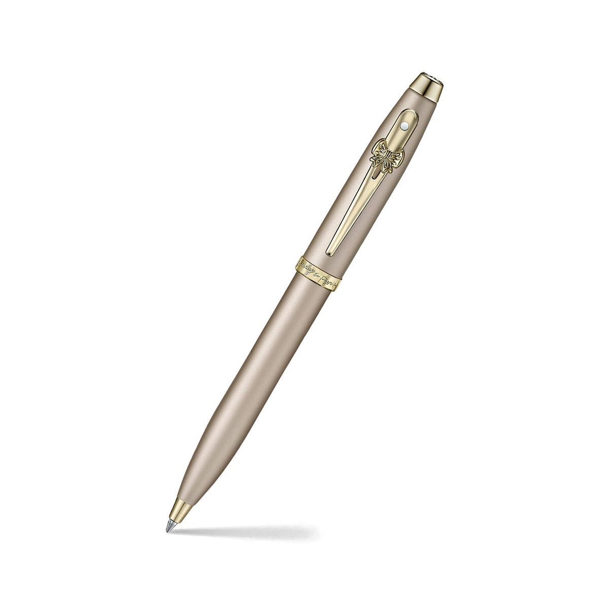 Sheaffer 100 Emily in Paris 9377 Champagne Gold Ballpoint Pen with Champagne Gold Trims and Bow-Shaped Clip Emblem