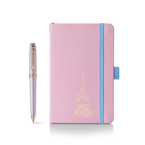 Sheaffer Gift Set ft - Emily in Paris Prelude Mini 9810 Pastel Pink Ballpoint Pen with Swarovski Crystal and Hardbound Small Notebook