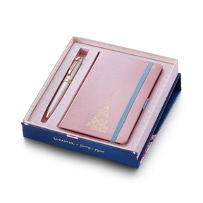Sheaffer Gift Set ft - Emily in Paris Prelude Mini 9810 Pastel Pink Ballpoint Pen with Swarovski Crystal and Hardbound Small Notebook