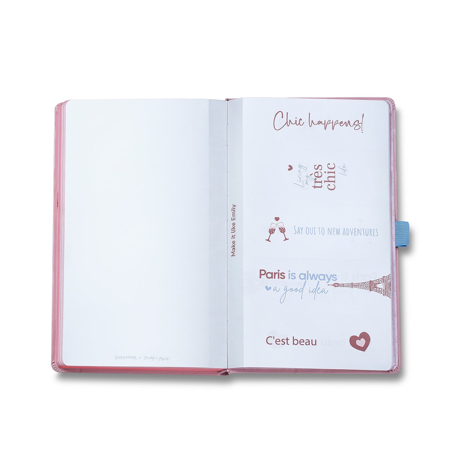 Sheaffer Emily in Paris Medium Notebook 90 GSM Ink Friendly Paper with Embossed Eiffel Tower - Pink