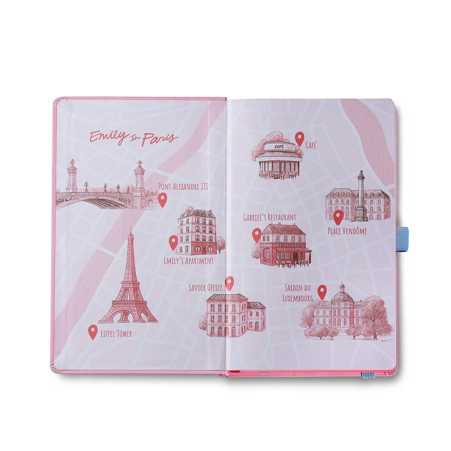 Sheaffer Emily in Paris Medium Notebook 90 GSM Ink Friendly Paper with Embossed Eiffel Tower - Pink
