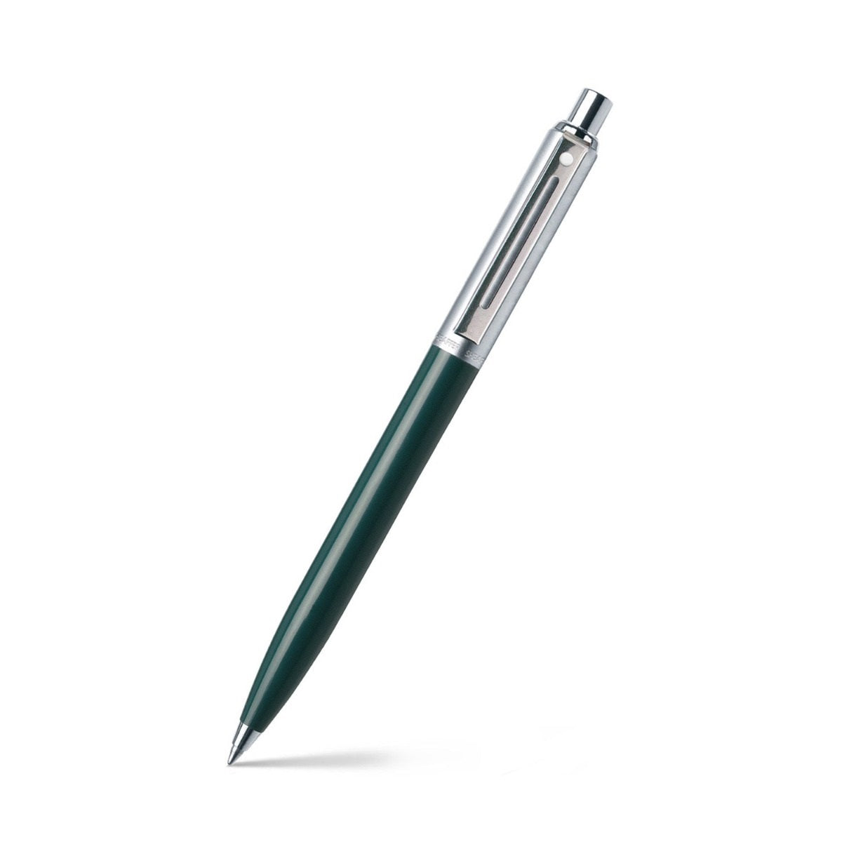 Sheaffer Sentinel Dark Green and Chrome Ballpoint Pen With Chrome Trims