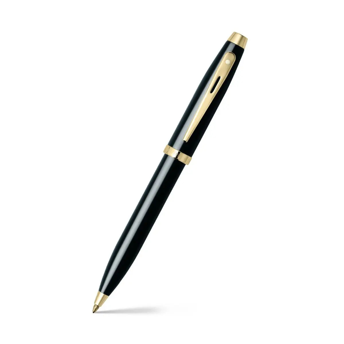 Sheaffer 100 Glossy Black Ballpoint Pen With Gold Trims