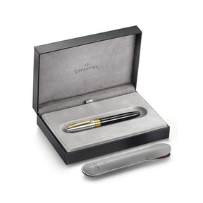 Sheaffer Legacy 9065 Glossy Black & Chrome Bi-Color Rollerball Pen with 14k PVD Gold-Plated Trims