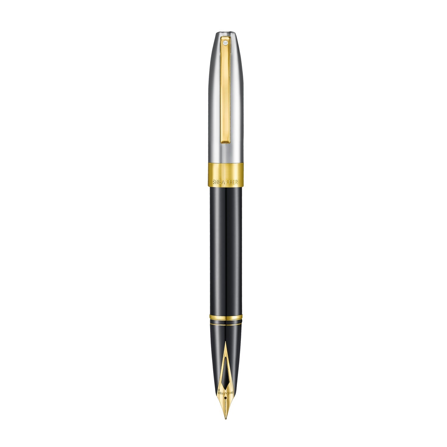 Sheaffer Legacy 9065 Glossy Black and Chrome Bi-Color Fountain Pen with 14k PVD Gold-Plated Inlaid Nib and Trims