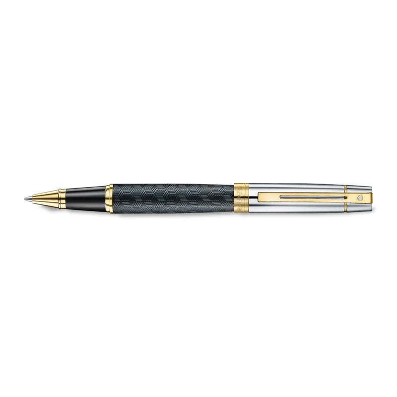 Sheaffer - 300 Engraved Matt Black Barrel And Shiny Chrome Cap,PVD Gold Trims RB