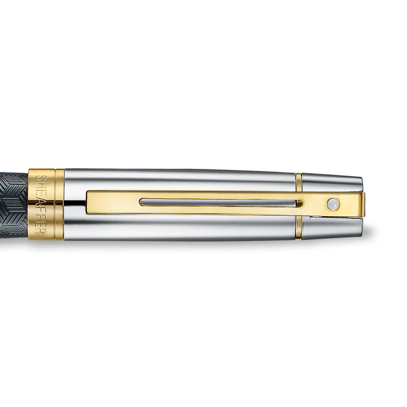 Sheaffer - 300 Engraved Matt Black Barrel And Shiny Chrome Cap. PVD Gold Trims Medium FP 