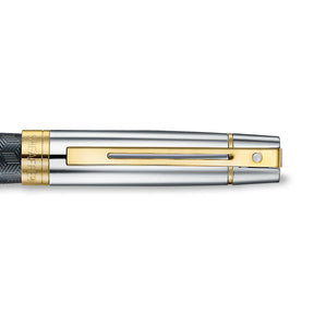 Sheaffer - 300 Engraved Matt Black Barrel And Shiny Chrome Cap, PVD Gold Trims Fine FP